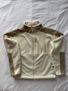 Prana Cream Sherpa Fleece Jacket with Black Logo Tag